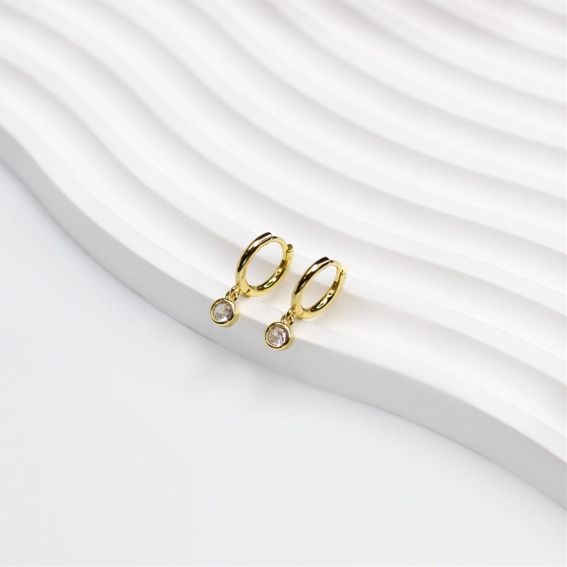 Hoop earrings with crystals/gold-plated 12mm 1 pair AKGP133