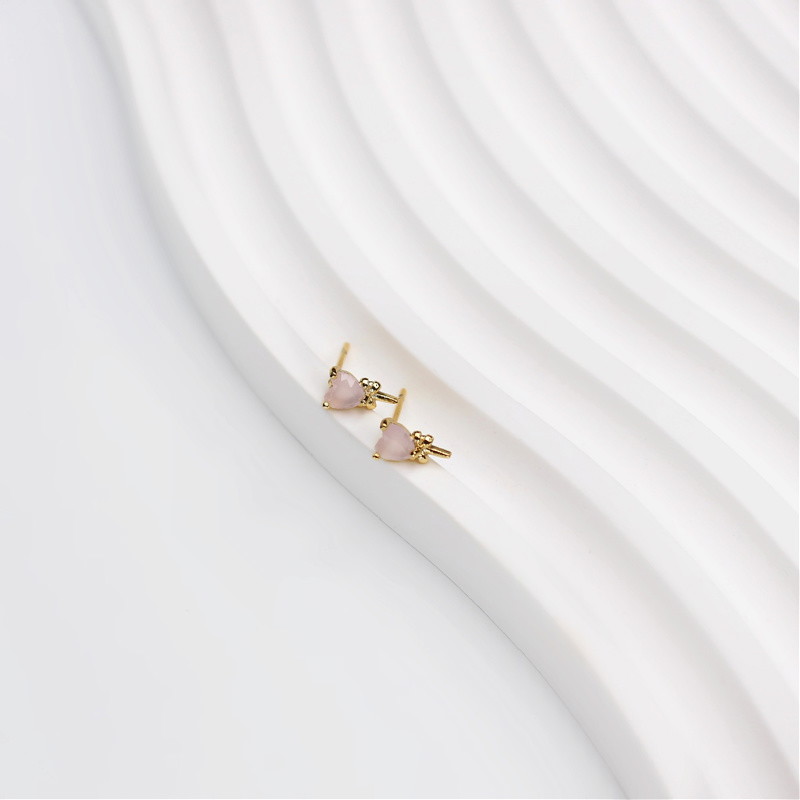 Heart stud earrings/ with plug/ gold-plated 8x4.6mm/ 1 pair AKGP138