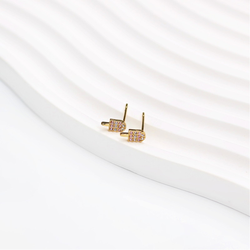 Ice lolly stud earrings/with plug/gold-plated 8x4mm/ 1 pair AKGP141