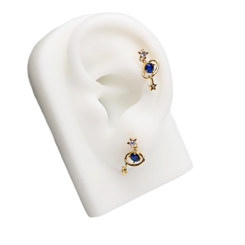 Galaxy stud earrings/ with plug/ gold-plated 16x8mm/ 1 pair AKGP143