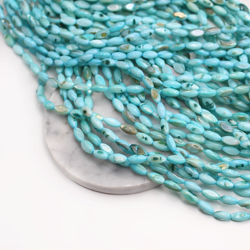 Shell beads/turquoise olives approx. 5x10mm/string 37cm MU139P