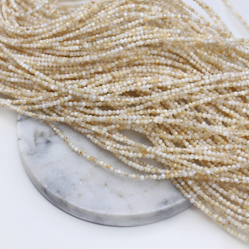 Mother of pearl beads / beige balls approx. 2 mm / 38 cm / string MUKU0213