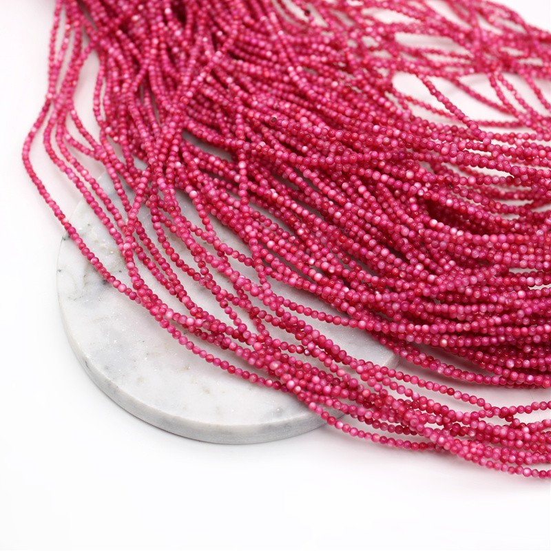 Mother of pearl beads / raspberry / balls approx. 2 mm / 38 cm / string MUKU0221