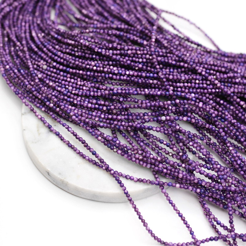 Mother of pearl beads/ purple/ balls approx. 2mm/ 38cm/ string MUKU0223
