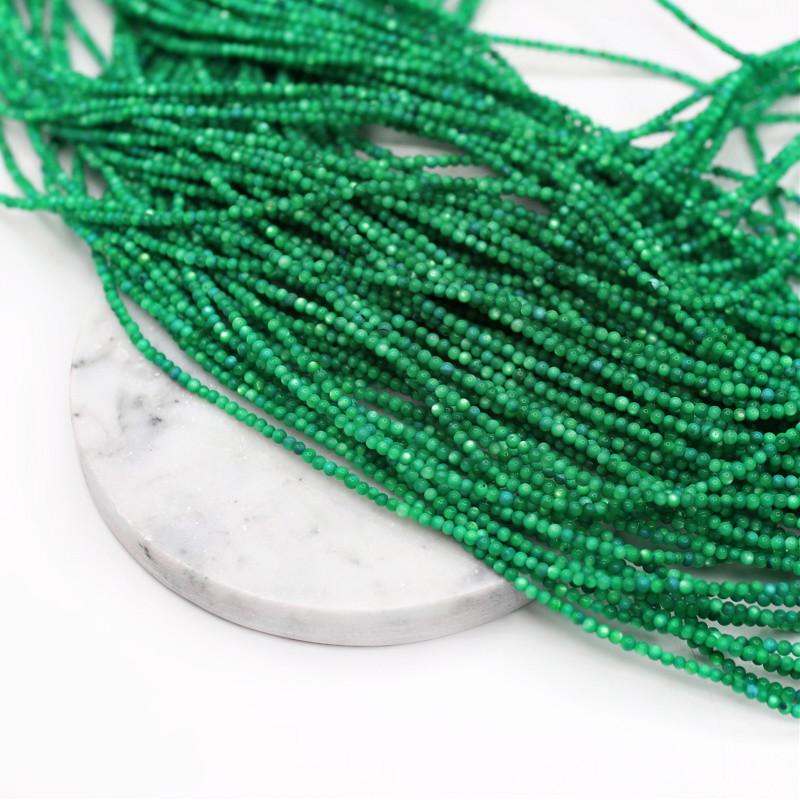 Mother of pearl beads / green / balls approx. 2 mm / 38 cm / string MUKU0229