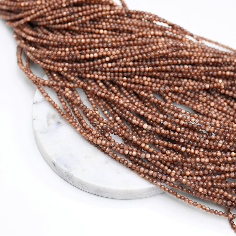 Mother of pearl beads / brown / balls approx. 2 mm / 38 cm / string MUKU0230