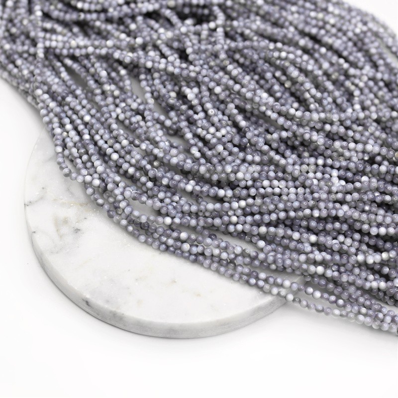 Mother of pearl beads / gray / balls approx. 2 mm / 38 cm / string MUKU0231