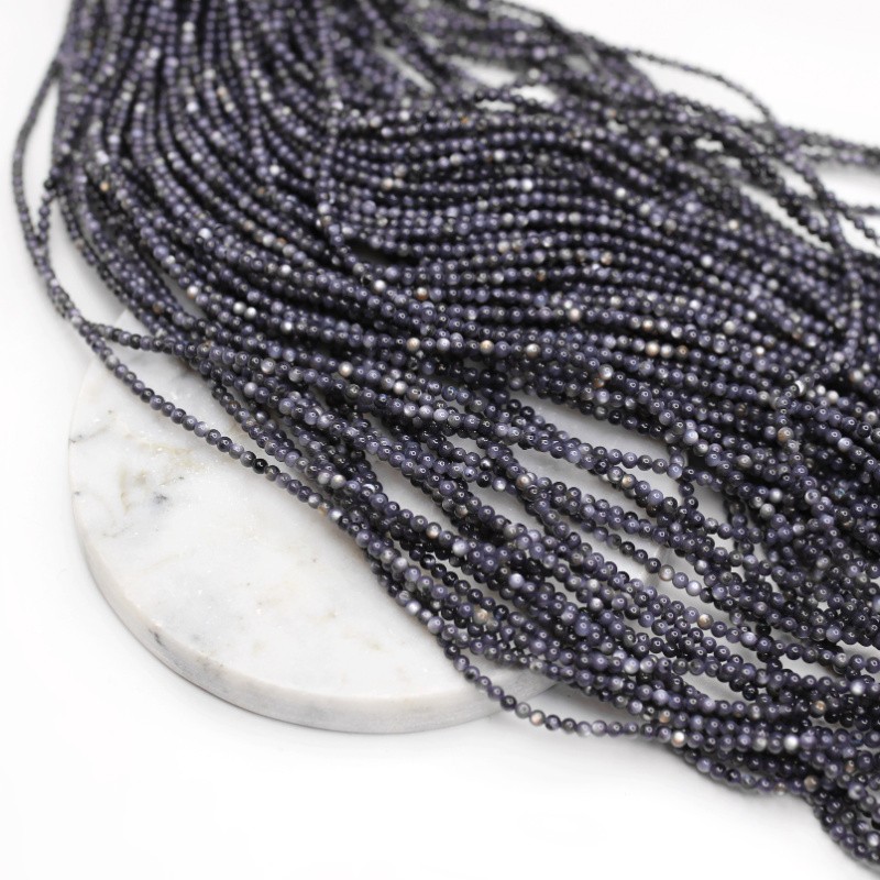 Mother of pearl beads/graphite/balls approx. 2mm/38cm/rope MUKU0232