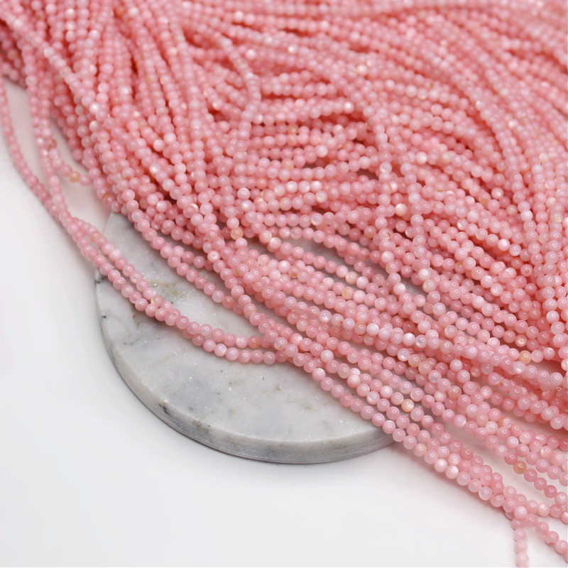 Mother of pearl beads / baby pink / balls 3mm / 37cm / string MUKU0317