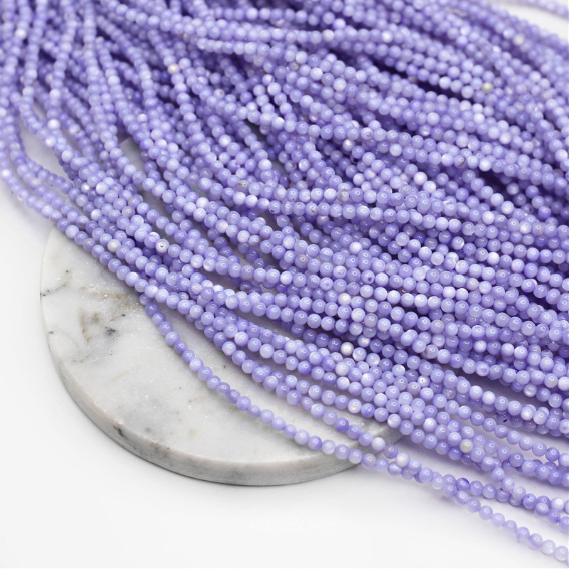 Mother of pearl beads/ light lavender/3mm balls/37cm/string MUKU0321