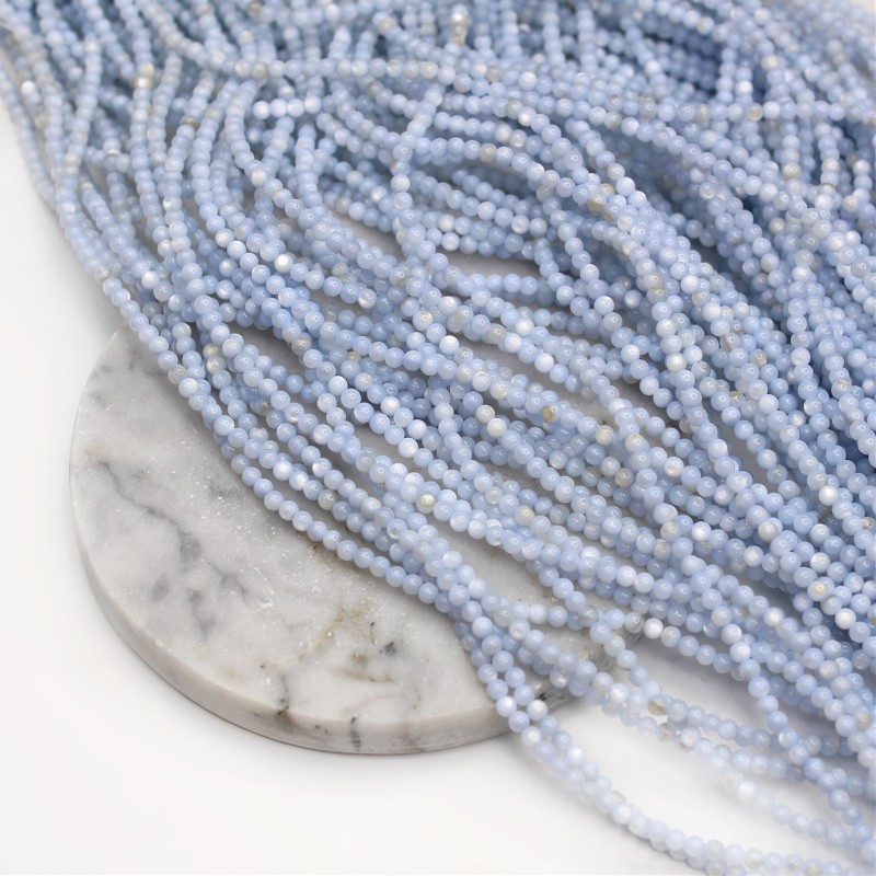 Mother of pearl beads/baby blue/balls 3mm/37cm/string MUKU0322