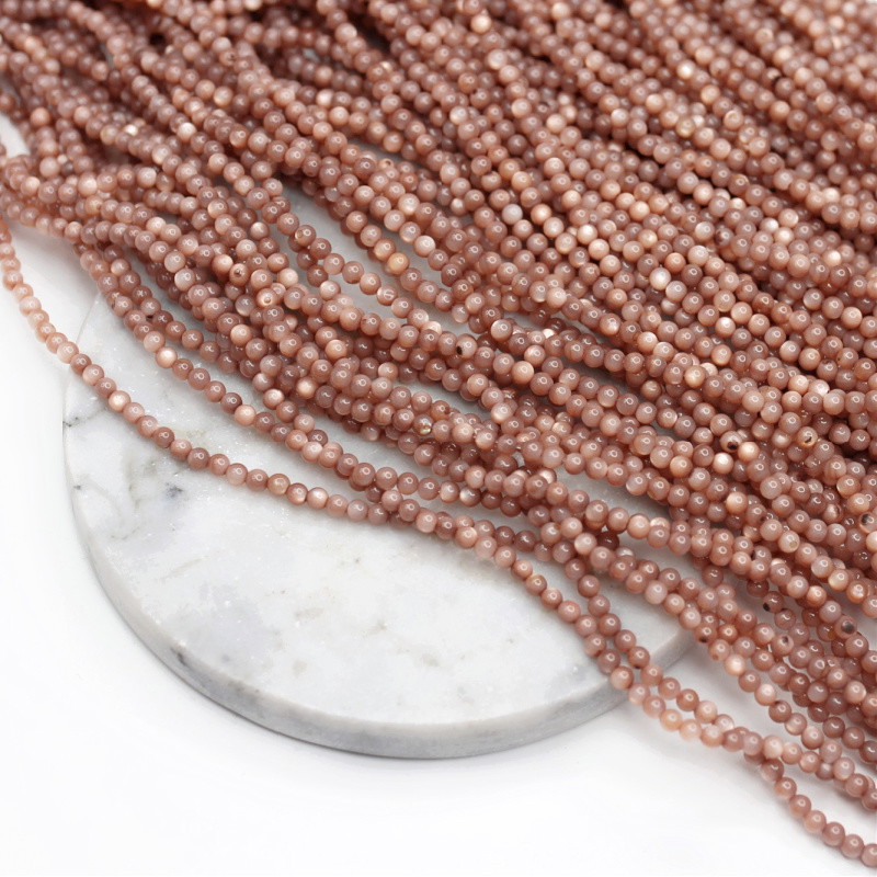 Mother of pearl beads / warm brown / balls 3mm / 37cm / string MUKU0326