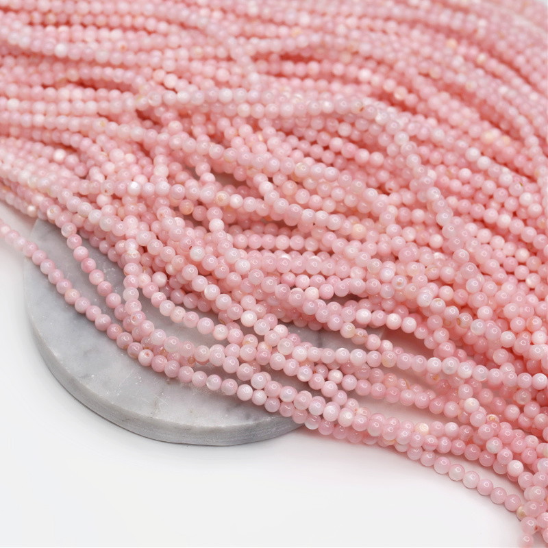 Mother of pearl beads/baby pink/balls 4mm/38cm MUKU0409