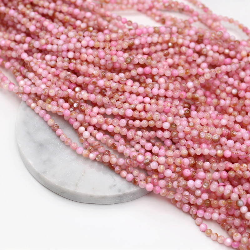 Mother of pearl beads/ pink-brown/ balls 4mm/ 38cm MUKU0411