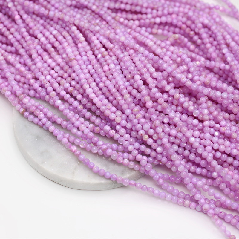 Mother of pearl beads/ purple/ balls 4mm/ 38cm MUKU0412