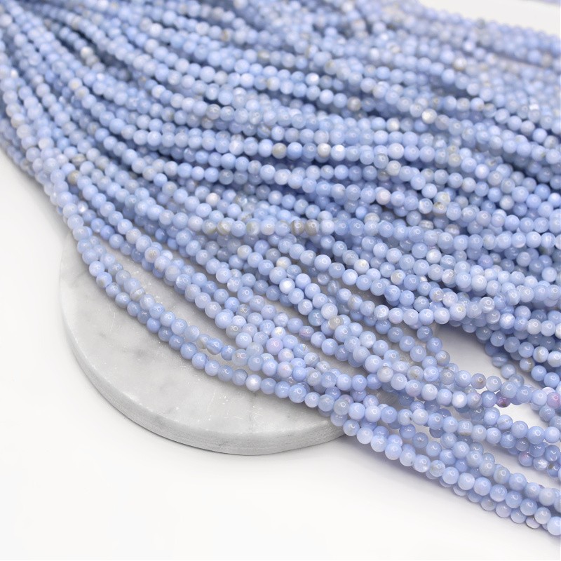 Mother of pearl beads/baby blue/balls 4mm/38cm MUKU0415