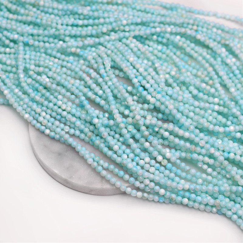 Mother of pearl beads/ light blue/ balls 4mm/ 38cm MUKU0416
