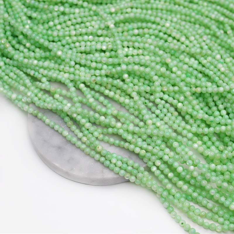 Mother of pearl beads/mint/balls 4mm/38cm MUKU0419