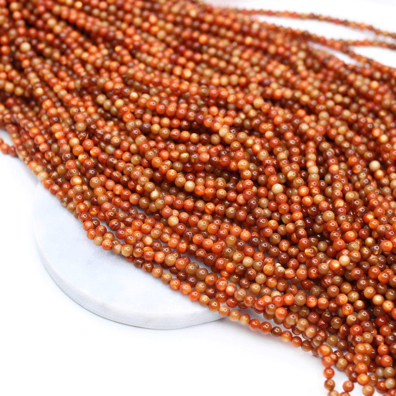 Mother of pearl beads/ brown/ balls 4mm/ 38cm MUKU0421