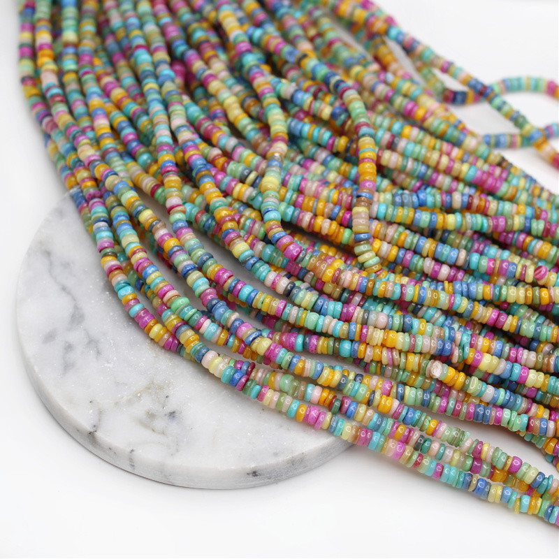 Mother of pearl beads/ light multicolor/ irregular discs approx. 4mm/ 38cm MU232H