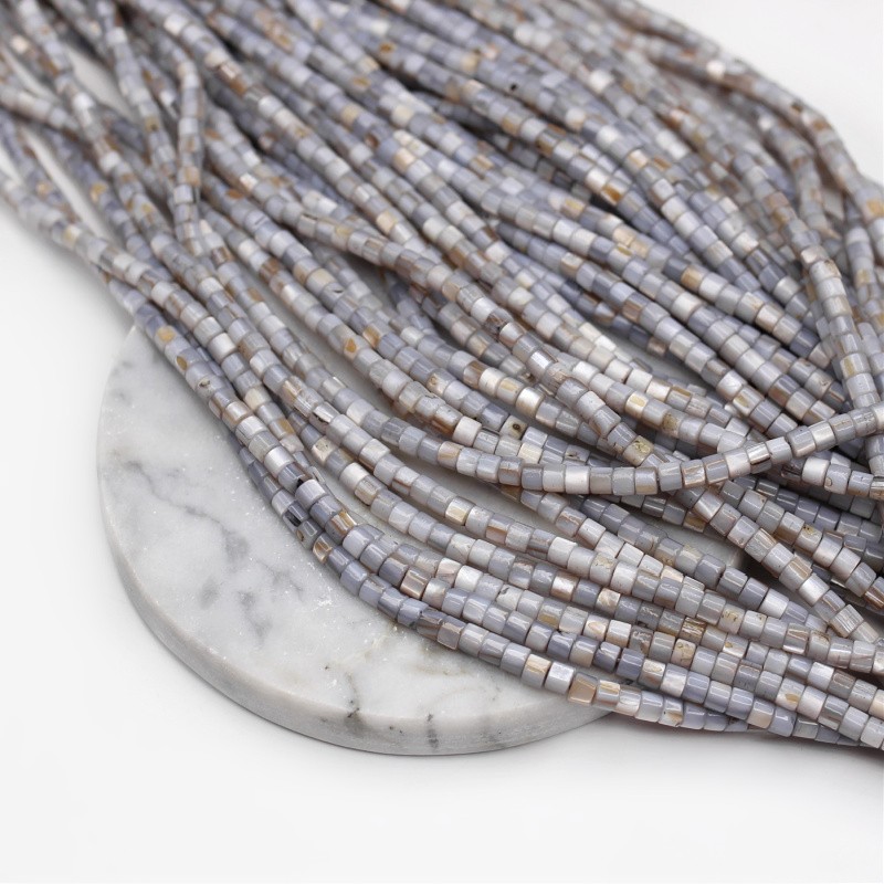 Mother of pearl beads/gray shafts approx. 4x3mm/39cm MU233I