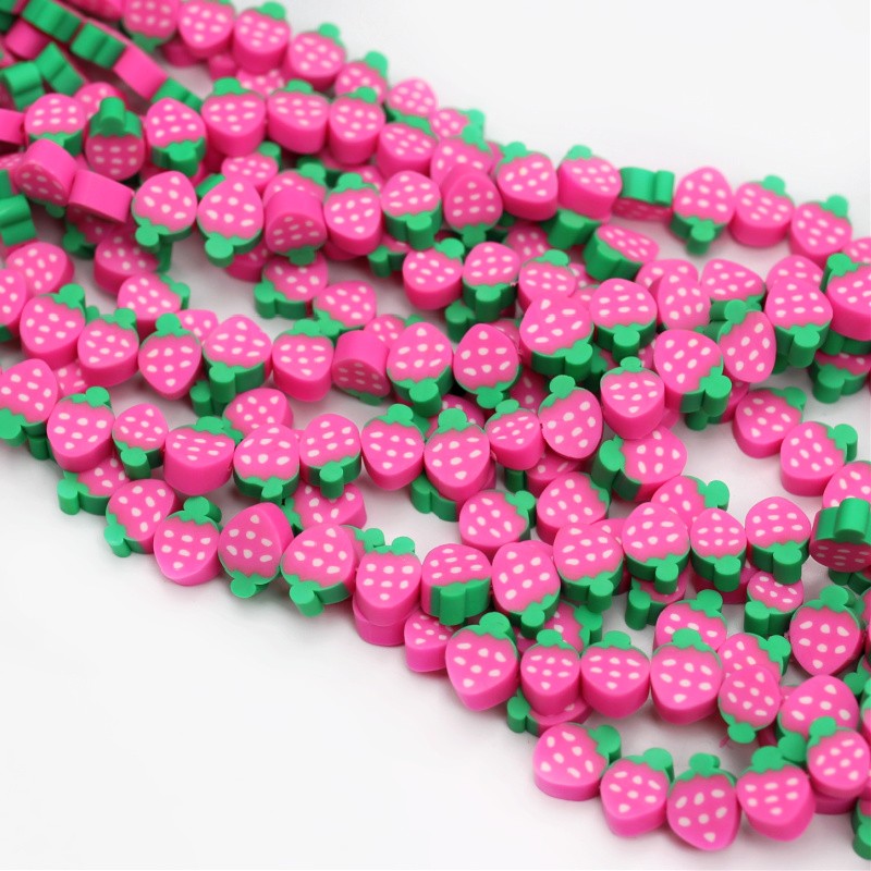 Katsuki beads/ pink strawberries approx. 10x8mm/ 40 pcs MOKSZ048