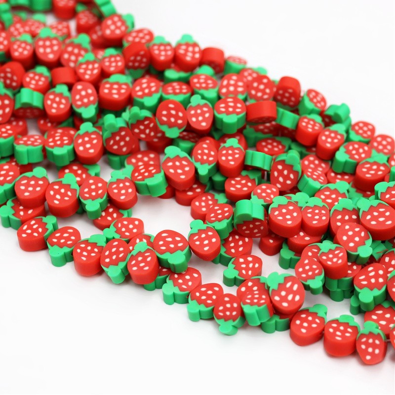 Katsuki beads / red strawberries approx. 11x8mm / 40 pcs MOKSZ049