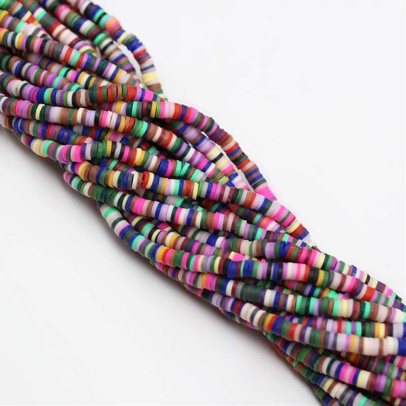 Katsuki beads/ Stripes/ Curaçao/ discs 4mm/ string 40cm/ MOKA04215