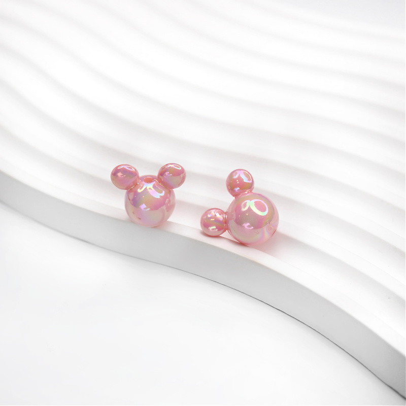 Koraliki akrylowe Mickey/ pudrowy róż opalizujący/ 16x17mm 2szt. XYPLKSZ125