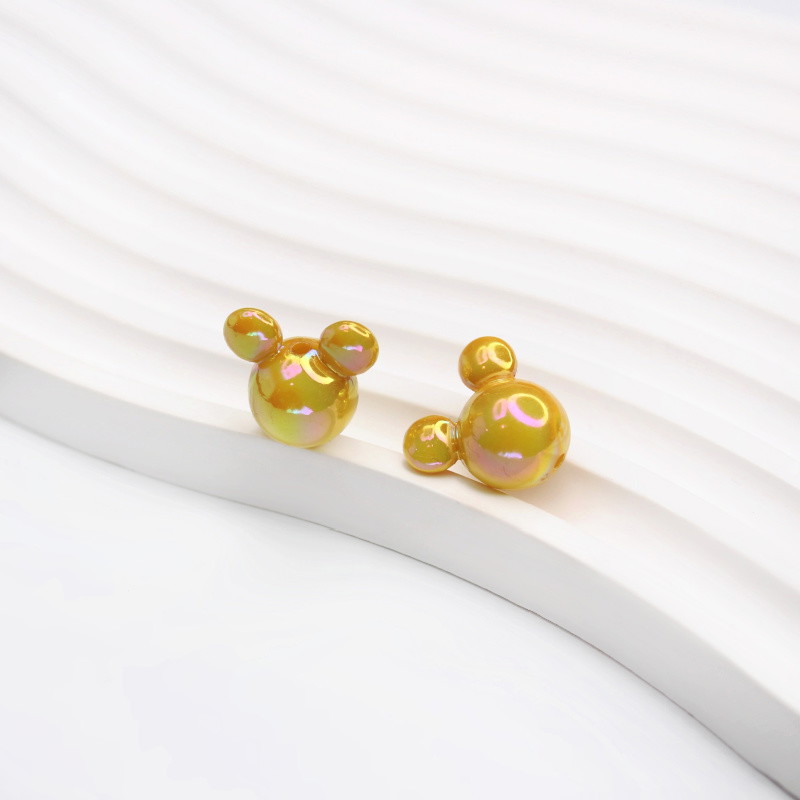 Koraliki akrylowe Mickey/ żółty opalizujący/ 16x17mm 2szt. XYPLKSZ127
