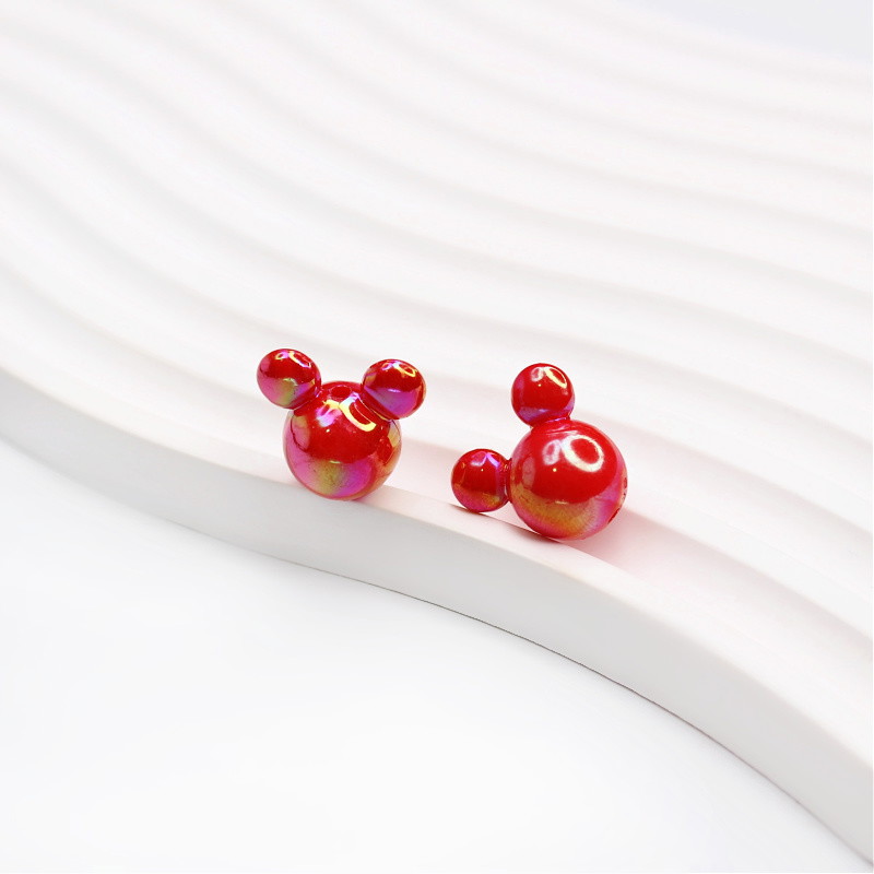 Mickey acrylic beads/ red iridescent/ 16x17mm 2 pcs. XYPLKSZ129
