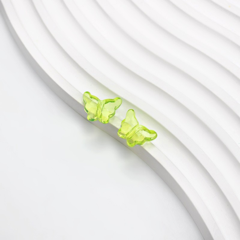 Koraliki akrylowe motylki/ zielony transparentny/ 11x15mm 2szt. XYPLKSZ168