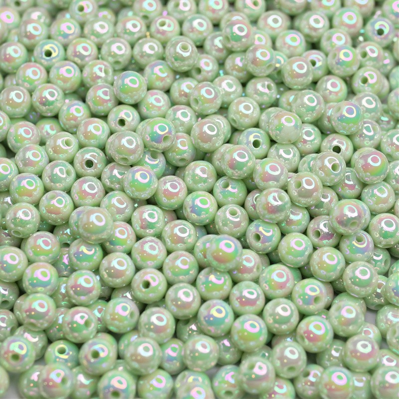 Acrylic ball beads / opalescent green / 8 mm 10 pcs. XYPLKE0803