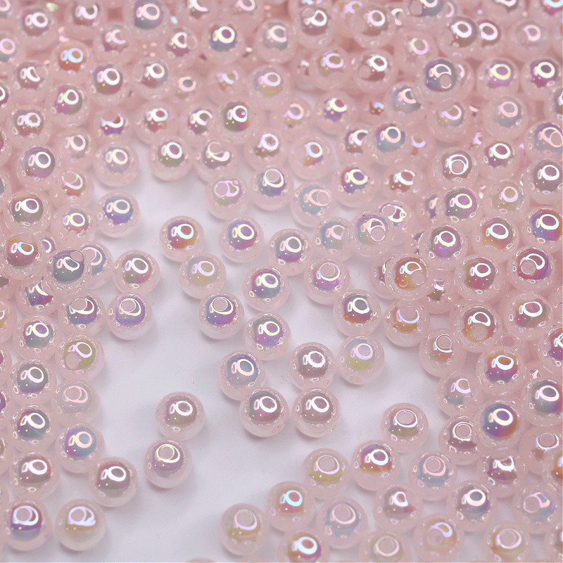 Acrylic ball beads / iridescent with glitter / powder pink / 8 mm 10 pcs. XYPLKF0802