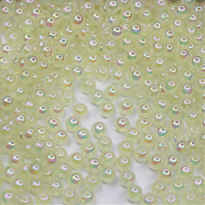 Acrylic ball beads / opalescent with glitter / straw / 8 mm 10 pcs. XYPLKF0803