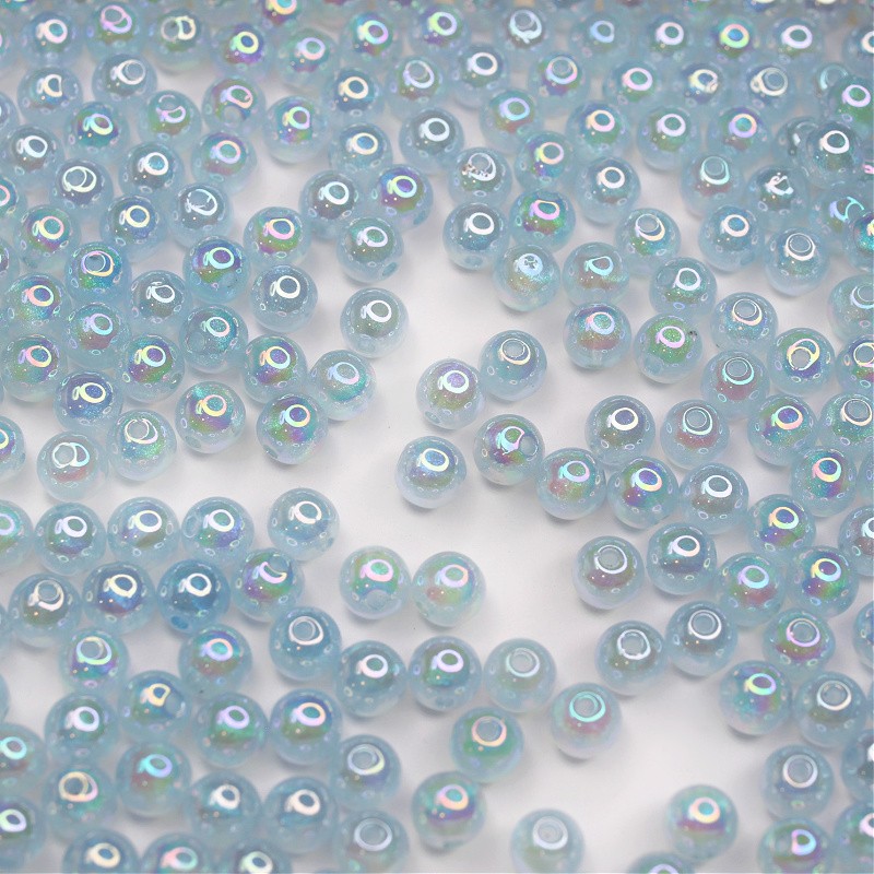 Acrylic ball beads / iridescent with glitter / blue / 8 mm 10 pcs. XYPLKF0805