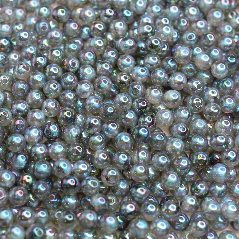Acrylic ball beads / iridescent with glitter / gray / 8 mm 10 pcs. XYPLKF0807