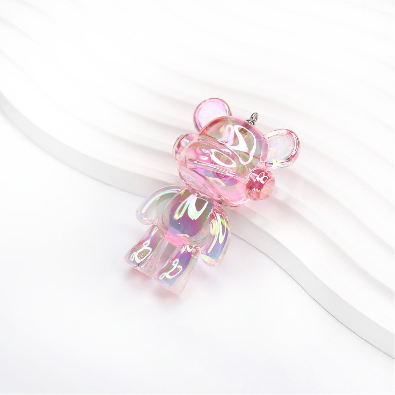 Acrylic pendant/ rainbow teddy bear/ pink/ 58x37mm 1 pc. XYPLM007D