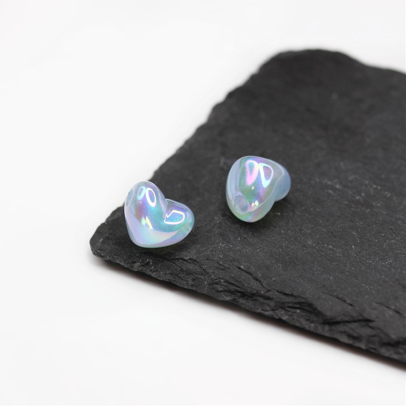 Acrylic beads/ glitter hearts/ blue/ 15x13mm 2 pcs. XYPLKSZ227