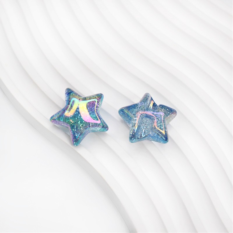 Acrylic beads/rainbow stars/blue/26mm 1 pc. XYPLKSZ209