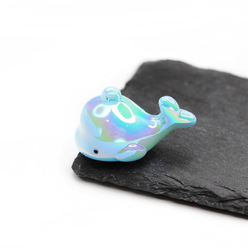 Acrylic whale pendant/rainbow blue/29x44mm 1 pc. XYPLW002D