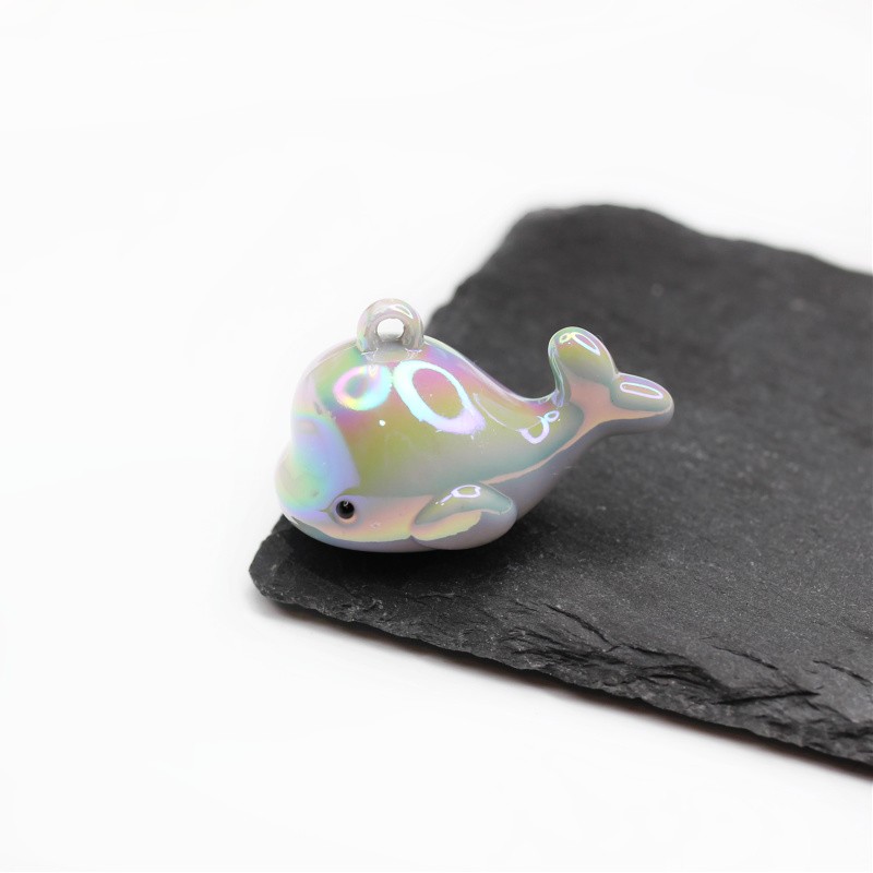 Acrylic whale pendant/gray rainbow/29x44mm 1 pc. XYPLW002E