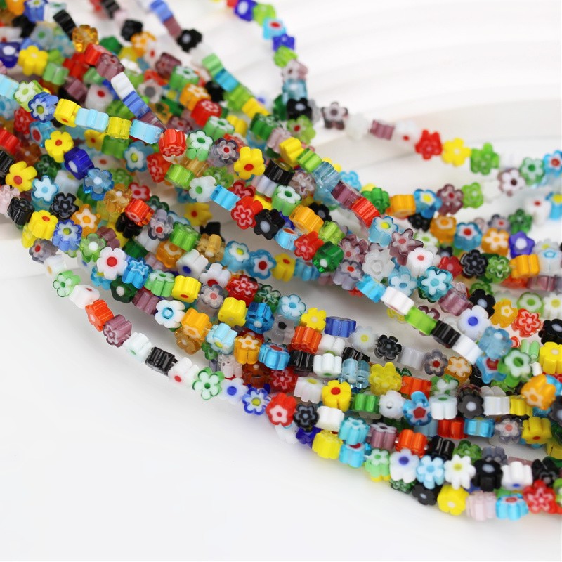 Lampwork beads / flowers / multicolor approx. 5x3mm / 20 pcs SZMFKW0501
