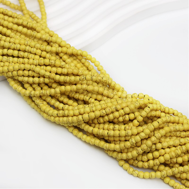 Yellow howlite beads/balls 4mm 100pcs/string HOZOKU04B