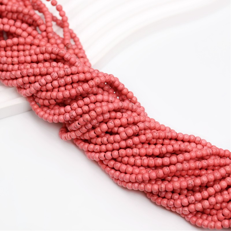 Howlit beads, warm pink/balls 4mm, 100pcs/string HOCRKU04
