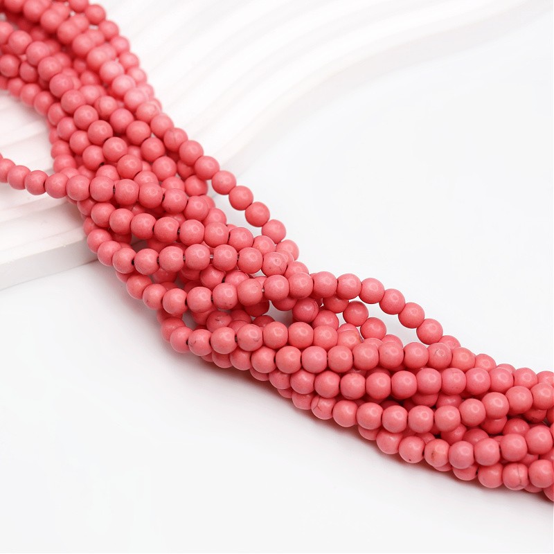 Howlit beads, warm pink/balls 6mm, 70pcs/string HOCRKU06