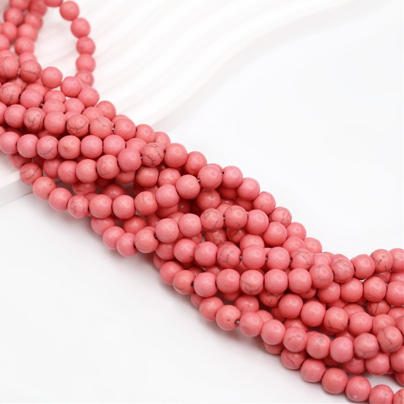 Howlit beads, warm pink/balls 8mm, 50pcs/string HOCRKU08