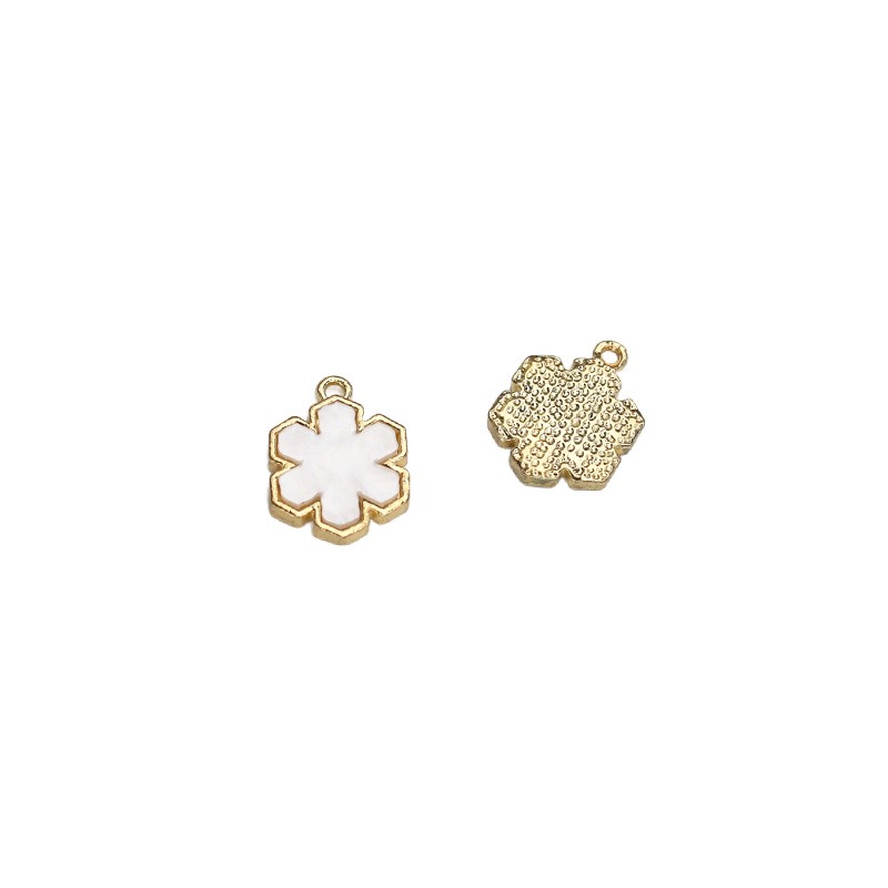 Snowflake pendant with resin/white pearl/gold 17x13mm 1pc AKGA010