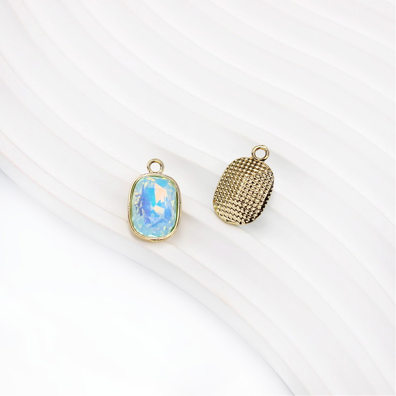 Gold pendant/blue crystal in fitting/19.5x12mm 1pc AKGA015C