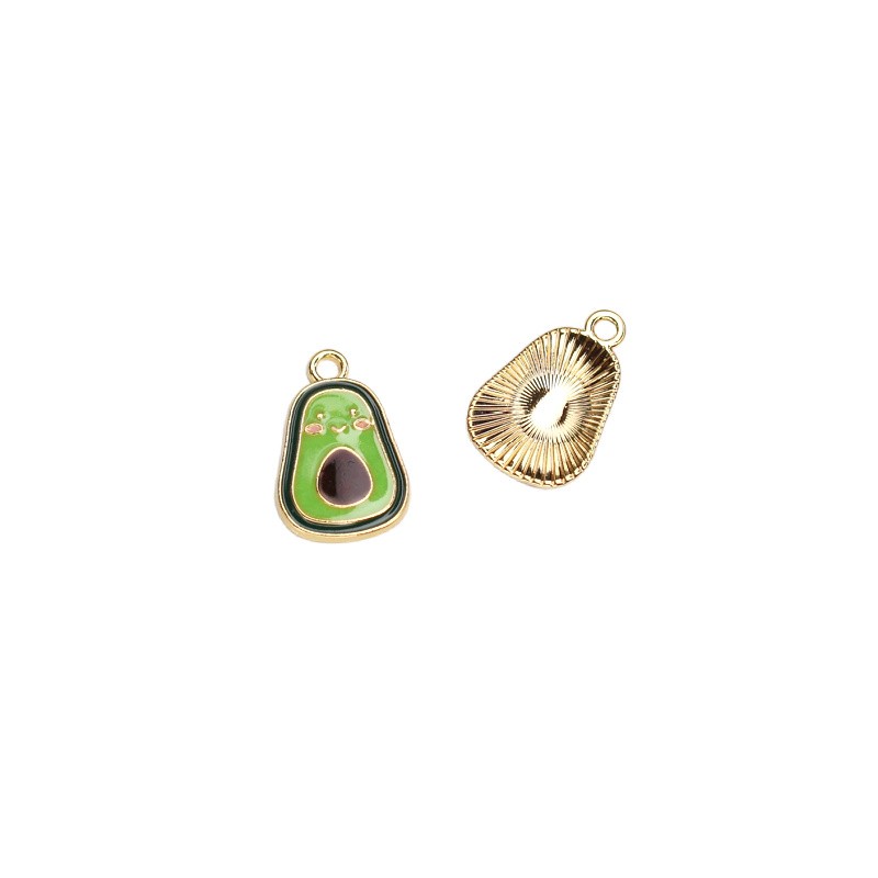 Enamel pendant/avocado/gold 19.5x13mm 1pc AKGA017